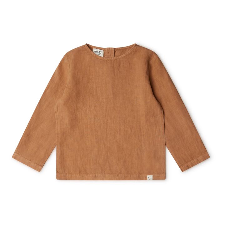 Olive Linen T-Shirt Rust- Product image n°0