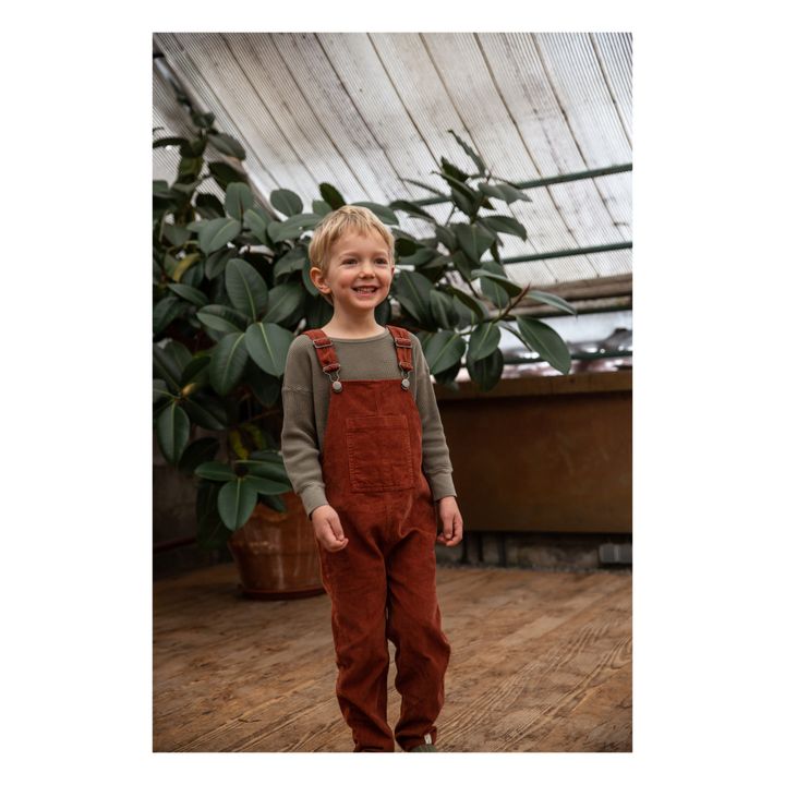 Luka Organic Cotton Corduroy Overalls | Brick red- Product image n°1