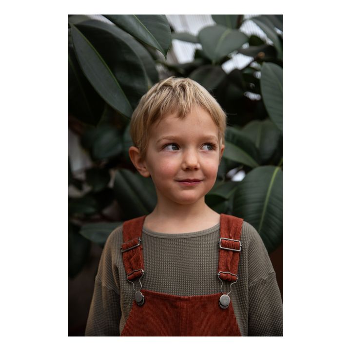 Luka Organic Cotton Corduroy Overalls | Brick red- Product image n°3