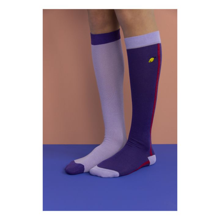 Calcetines altos Colourblock Violeta- Imagen del producto n°1