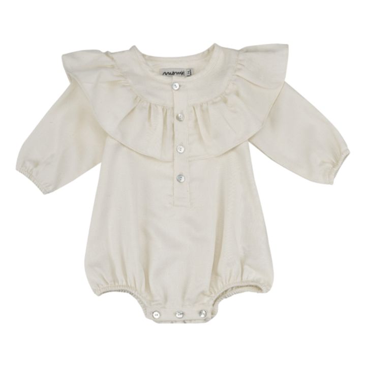 Barboteuse Coton Bio Volants Inês | Ecru- Image produit n°0
