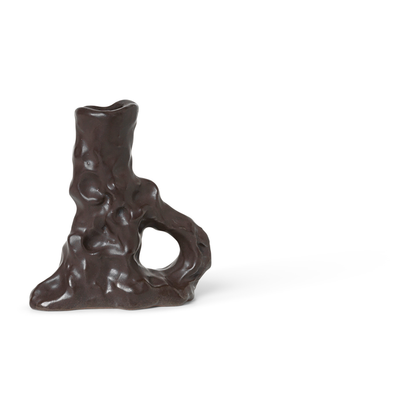 Ferm Living dito Stoneware Single Candle Holder | Brown