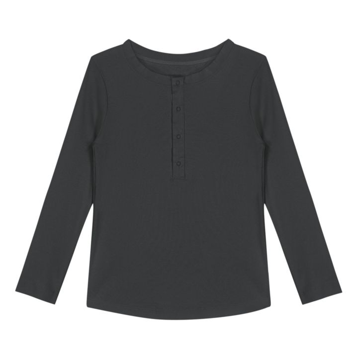 Henley T-Shirt aus Bio-Baumwolle - Homewear | Schwarz- Produktbild Nr. 0