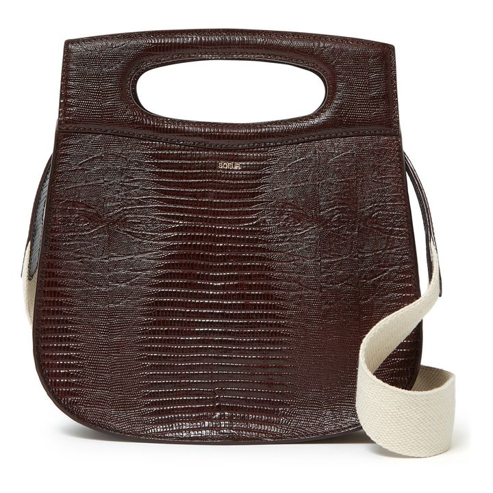 Sac Chéri Cuir Façon Lézard Chocolat- Image produit n°4