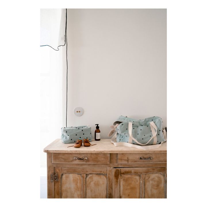 Trousse da bagno, modello: Vic, con stampa con cuori | Azzurro- Immagine del prodotto n°2