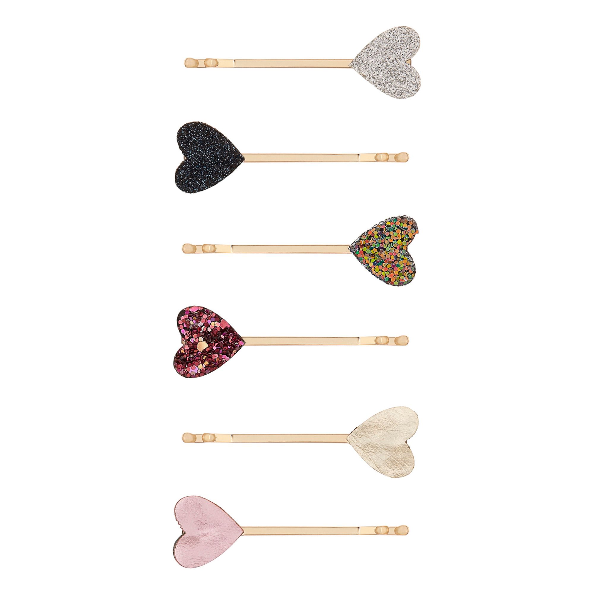 Set 2 Pasadores Corazón Fireworks Plateado- Imagen del producto n°0
