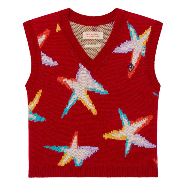 Ärmelloser Pullover aus Merino Stars Bat - Weihnachtskollektion | Rot- Produktbild Nr. 0