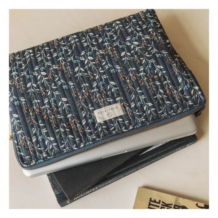 Laptoptasche aus bedruckter Baumwolle | Navy- Produktbild Nr. 1