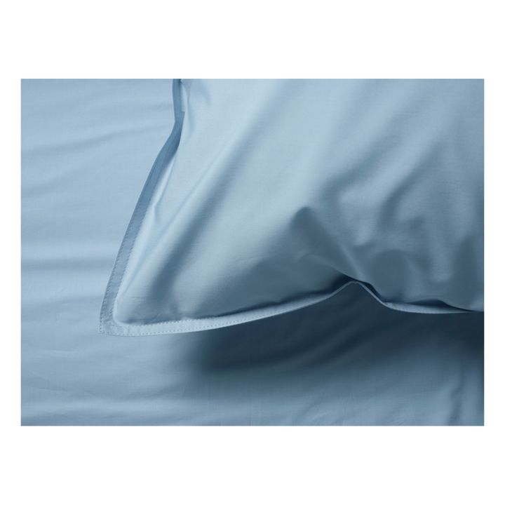 Funda de almohada de percal orgánico | Azul Cielo- Imagen del producto n°2