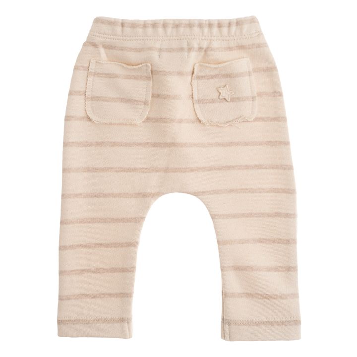 Organic Fleece Striped Harem Trousers Taupe brown- Product image n°1