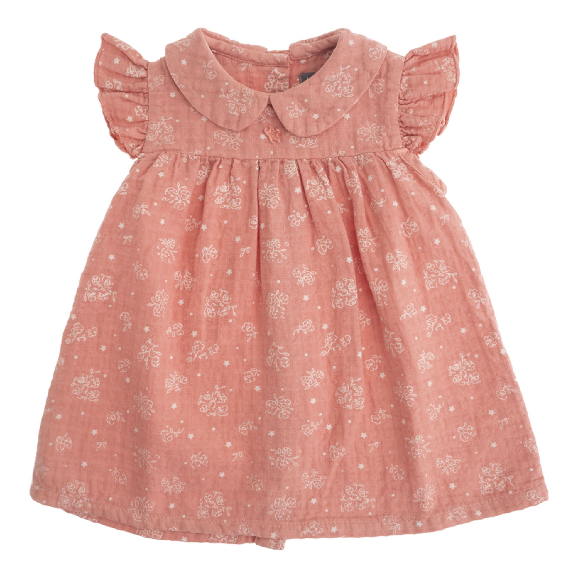 Floral Organic Cotton Muslin Dress Pink- Product image n°0