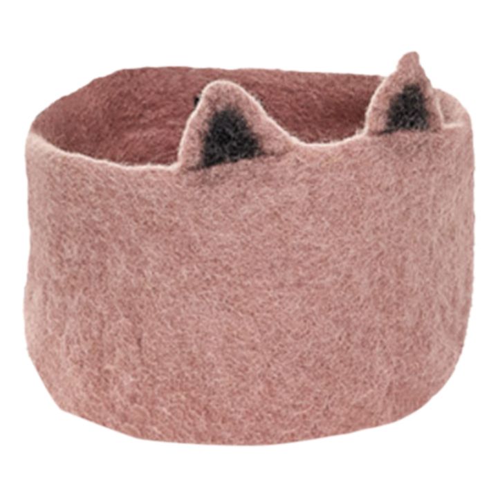 Corbeille Pasu Chat en feutre | Rose- Image produit n°0