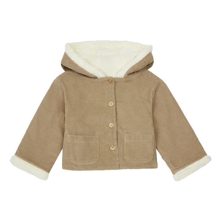 Abrigo de terciopelo y forro Andrea | Beige- Imagen del producto n°0
