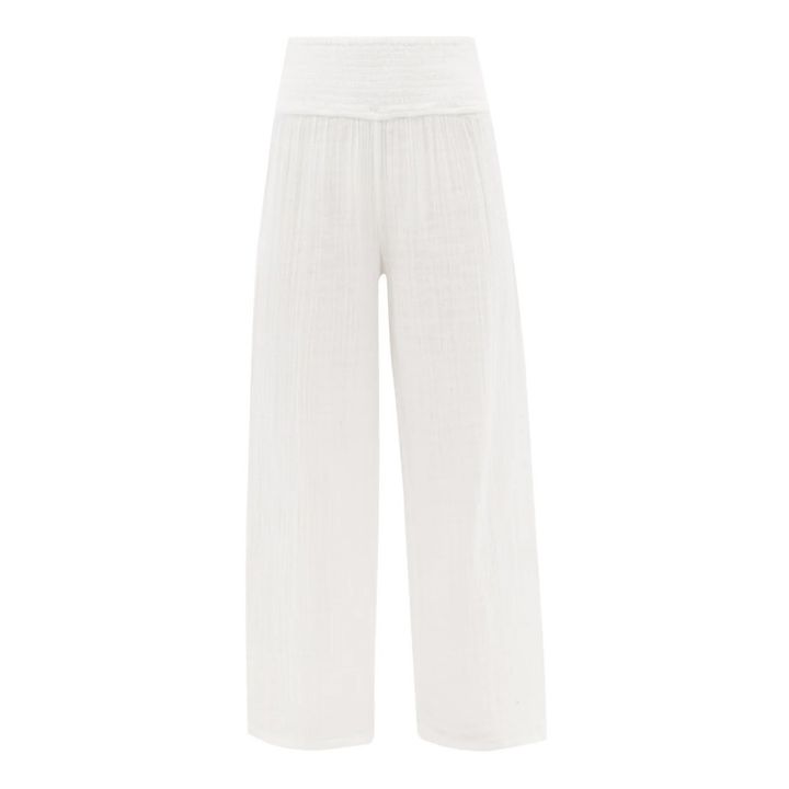 Bestickte Hose aus Baumwollgaze Weiß- Produktbild Nr. 0