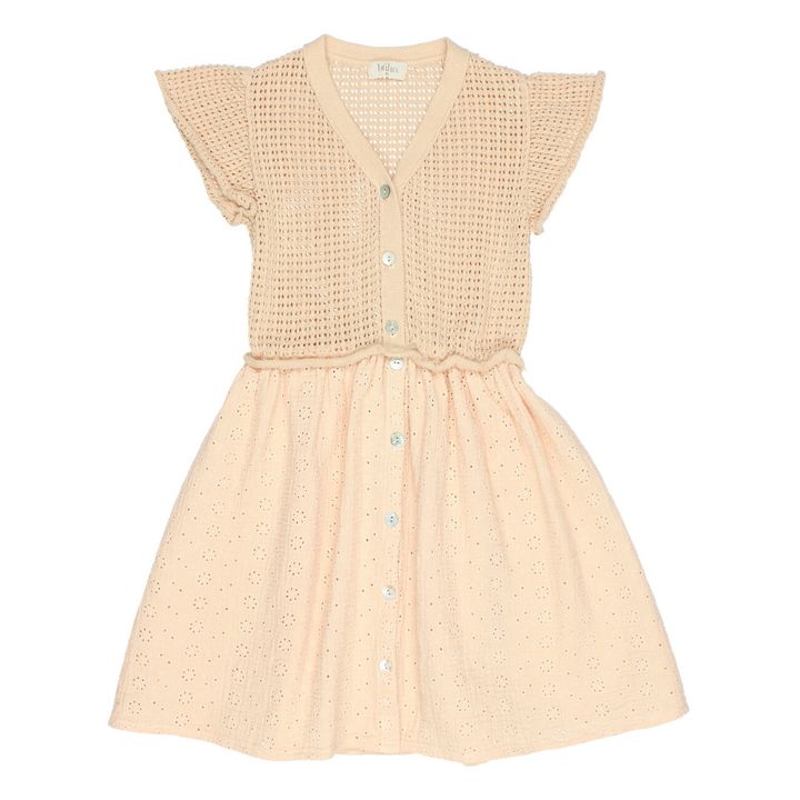 Vestido bimaterial de algodón orgánico | Rosa Polvo- Imagen del producto n°0