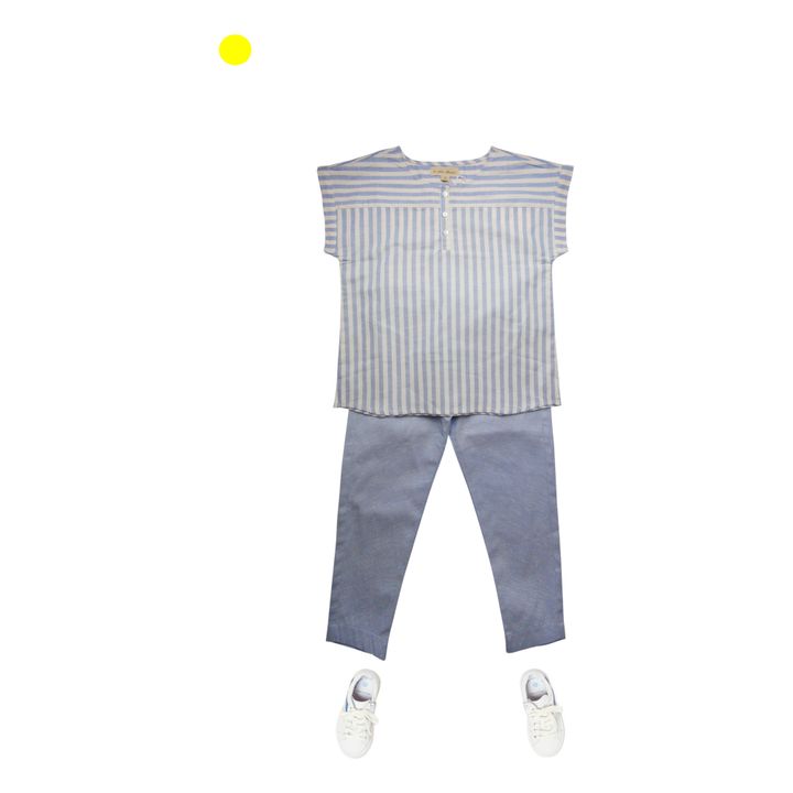 Organic Cotton Striped Kurta Shirt Blue- Product image n°3