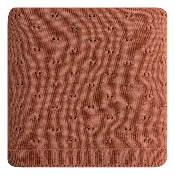 Coperta in Pointelle in merino, modello: Bibi | Ruggine- Immagine del prodotto n°0