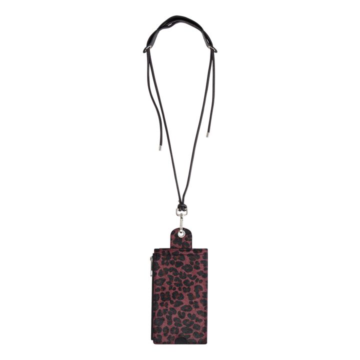 Cartera grande de cuero Leopardo Burdeos- Imagen del producto n°0
