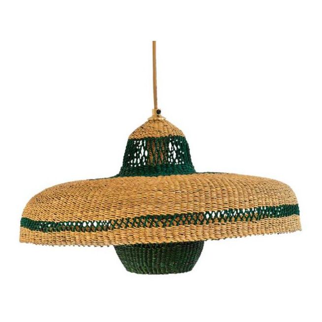 Hatter Pendant Lamp + Handwoven Lantern | Green- Product image n°0