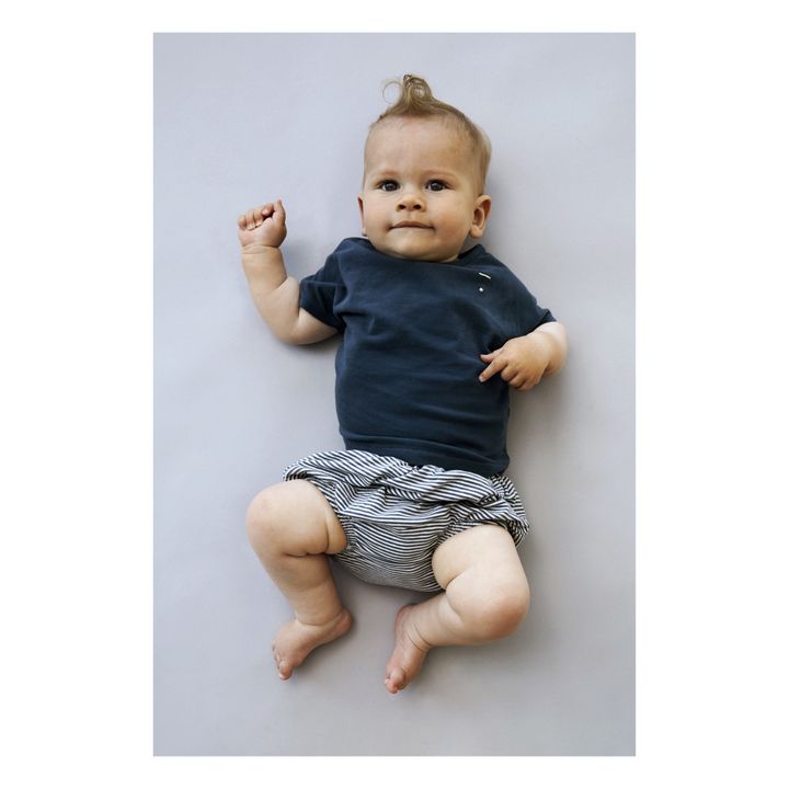 Organic Cotton Striped Bloomers | Grey blue- Product image n°1
