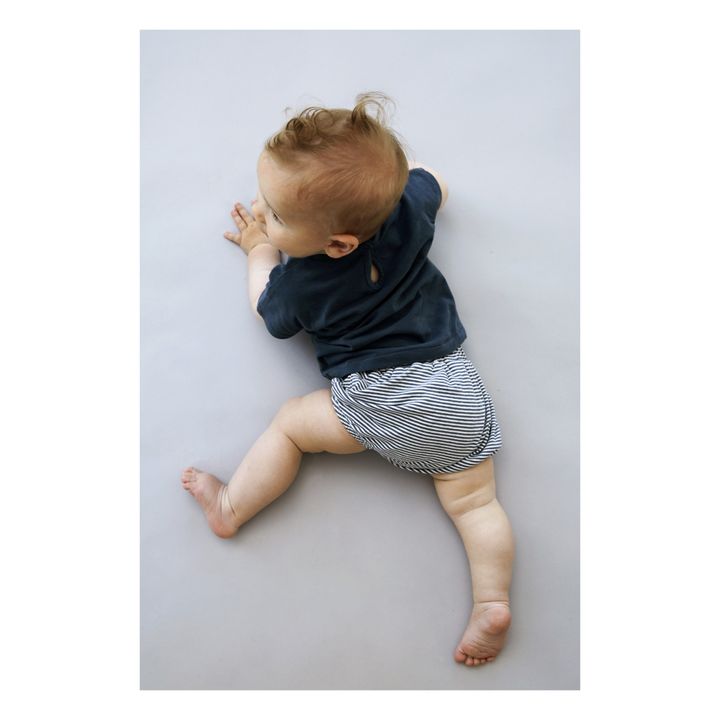 Organic Cotton Striped Bloomers | Grey blue- Product image n°2