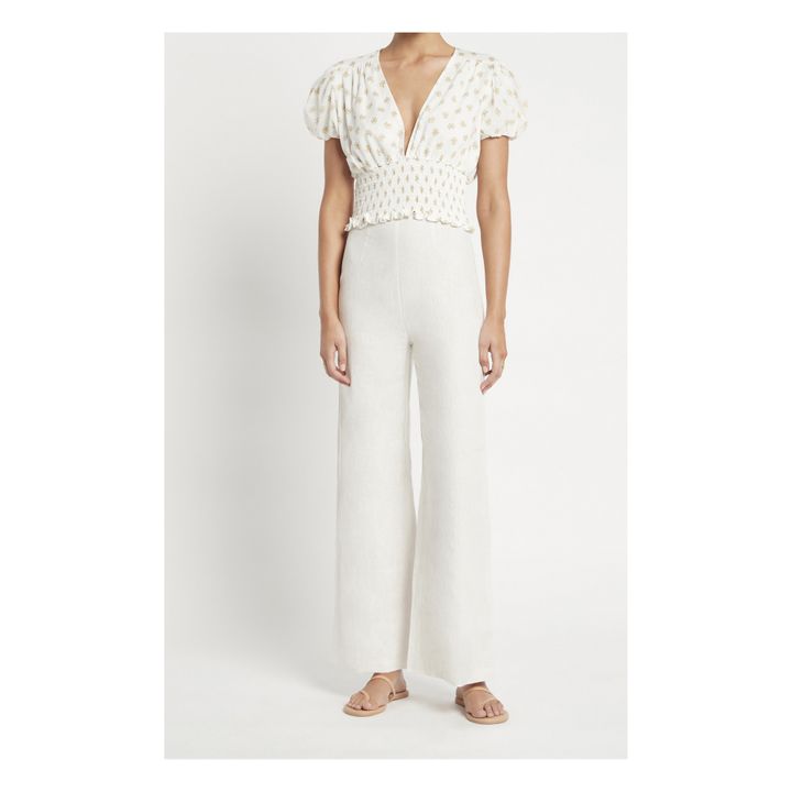 Top Alba, in punto smock, in cotone Oeko-Tex Bianco- Immagine del prodotto n°1