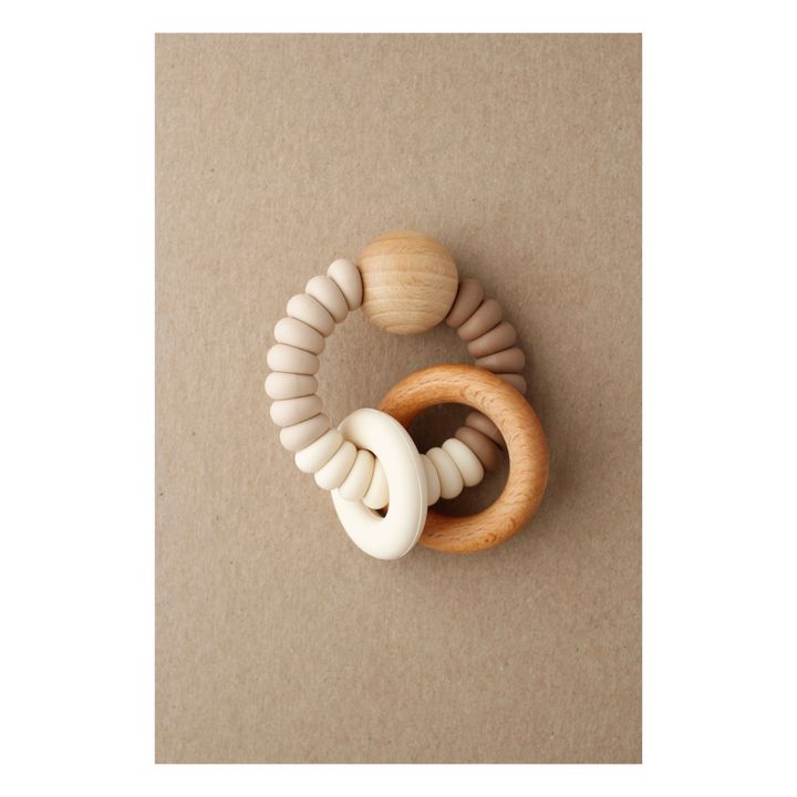 Dany Silicone and Wood Teething Ring Marron glac- Product image n°1