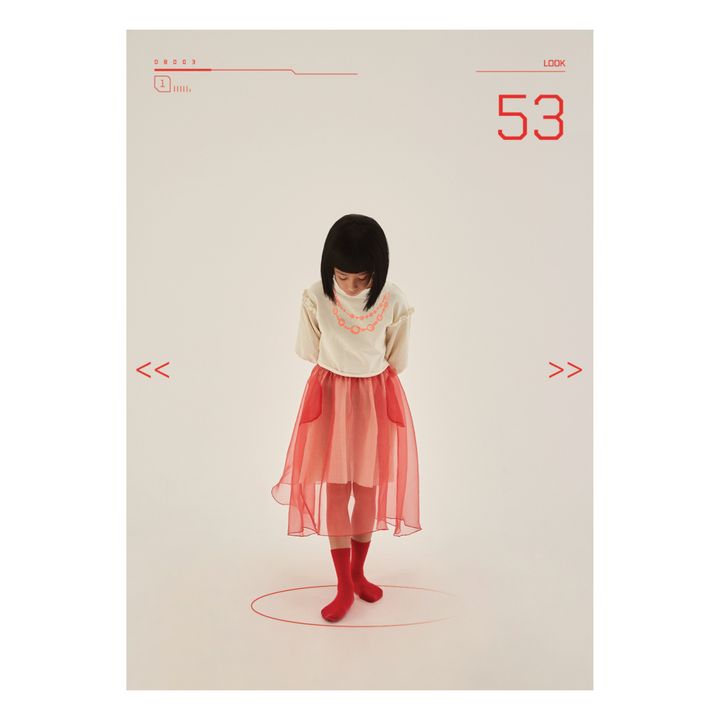 Arty Balloon Sleeve Cropped Organic Cotton Sweatshirt Ecru- Product image n°3