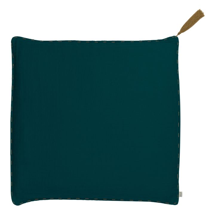 Quadratisches Kissen aus Bio-Baumwolle | Teal Blue- Produktbild Nr. 0