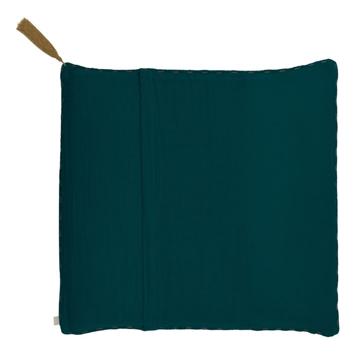 Coussin carré en coton bio | Teal Blue- Image produit n°1