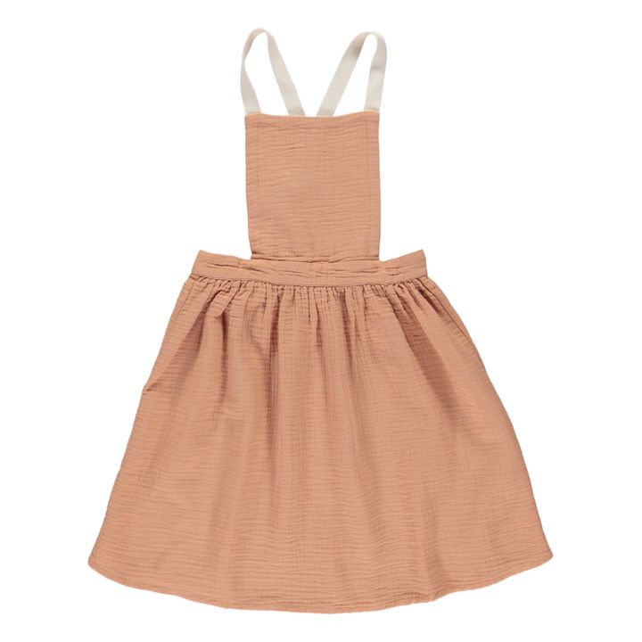 Robe Tablier Gaze de Coton Bio Mina | Vieux Rose- Image produit n°0