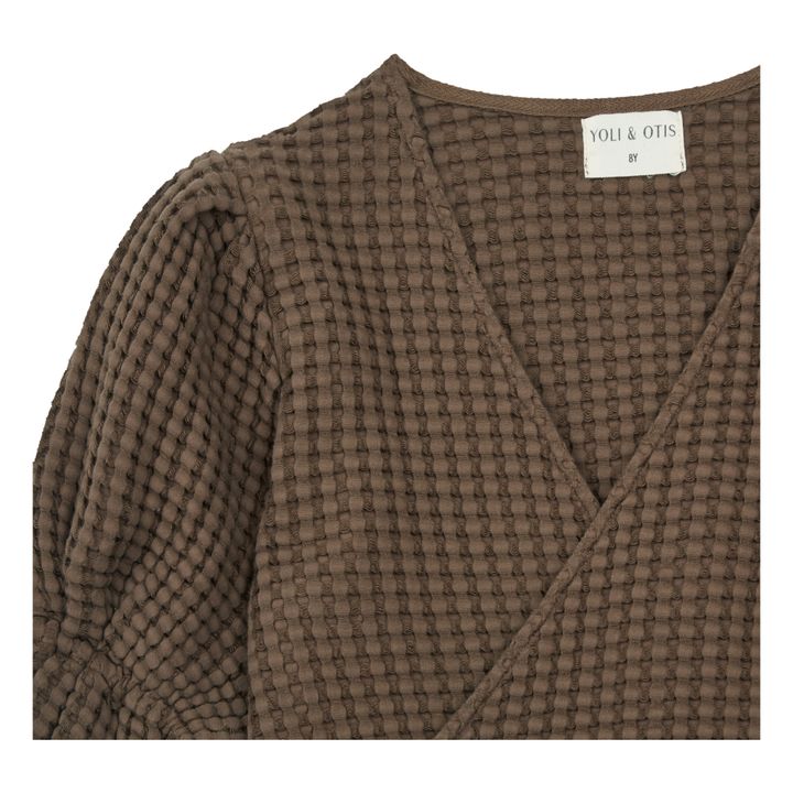 Lalehan Organic Cotton Waffle Blouse | Chocolate- Product image n°2