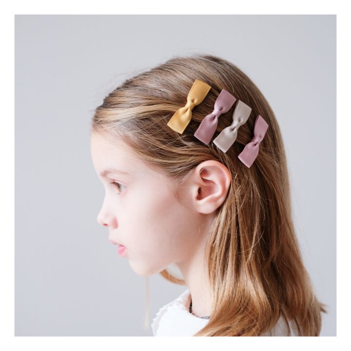 Set of 4 Bow Hair Clips Rosa- Imagen del producto n°2