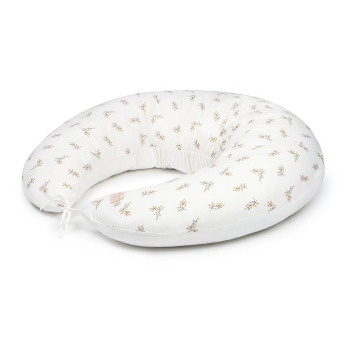 Coussin d'allaitement Luna Flore en coton bio | Crème- Image produit n°0