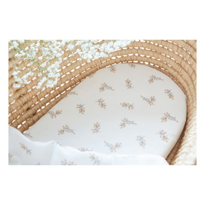 Sábana bajera para capazo Melody de algodón bío Crema- Imagen del producto n°1