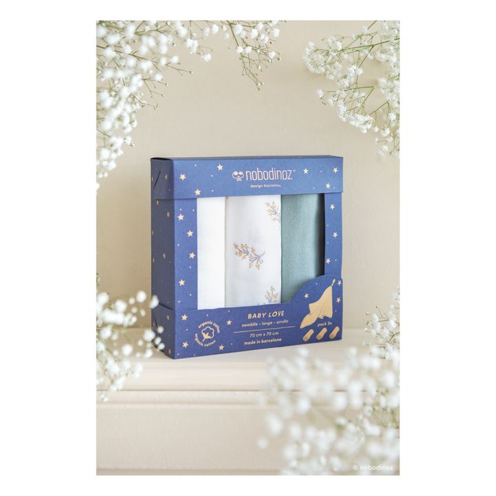 Fasce per neonato, modello: Babylove in doppia garza di cotone bio - Set di 3 | Crema- Immagine del prodotto n°1