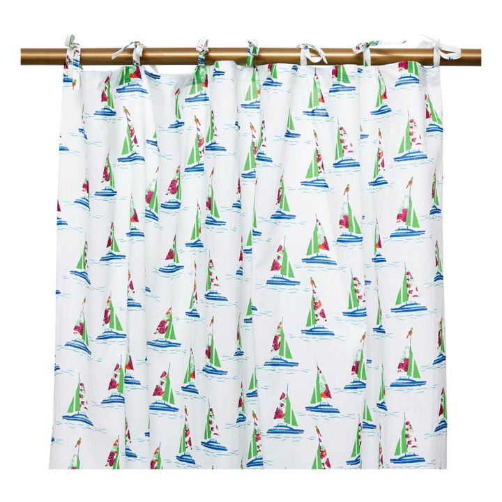 Flower Boat Cotton Curtains 115 x 280 cm Verde- Immagine del prodotto n°0