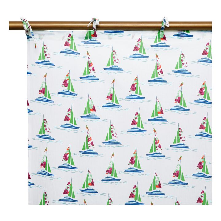 Flower Boat Cotton Curtains 115 x 280 cm Verde- Immagine del prodotto n°1