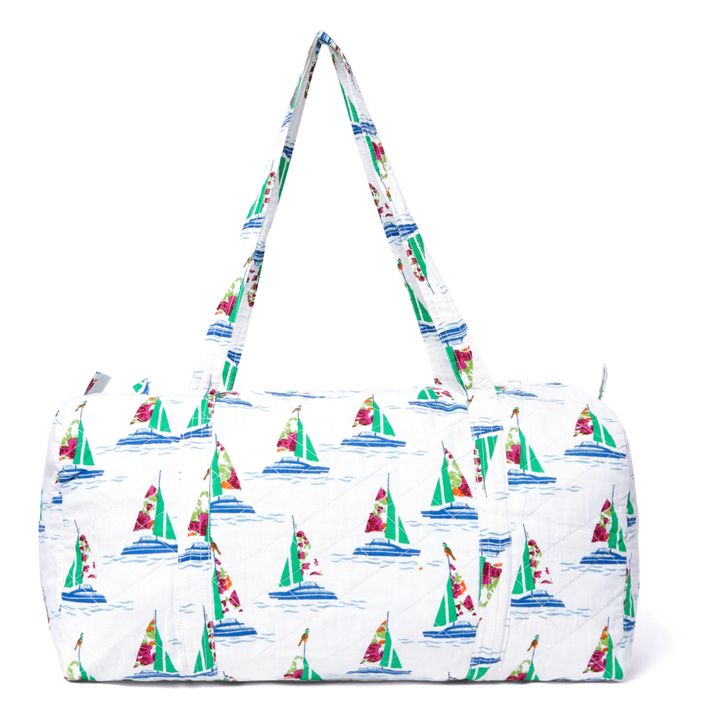 Bolso Week-end de algodón Flores barco | Verde- Imagen del producto n°0