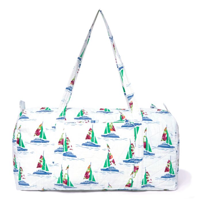 Bolso Week-end de algodón Flores barco | Verde- Imagen del producto n°2