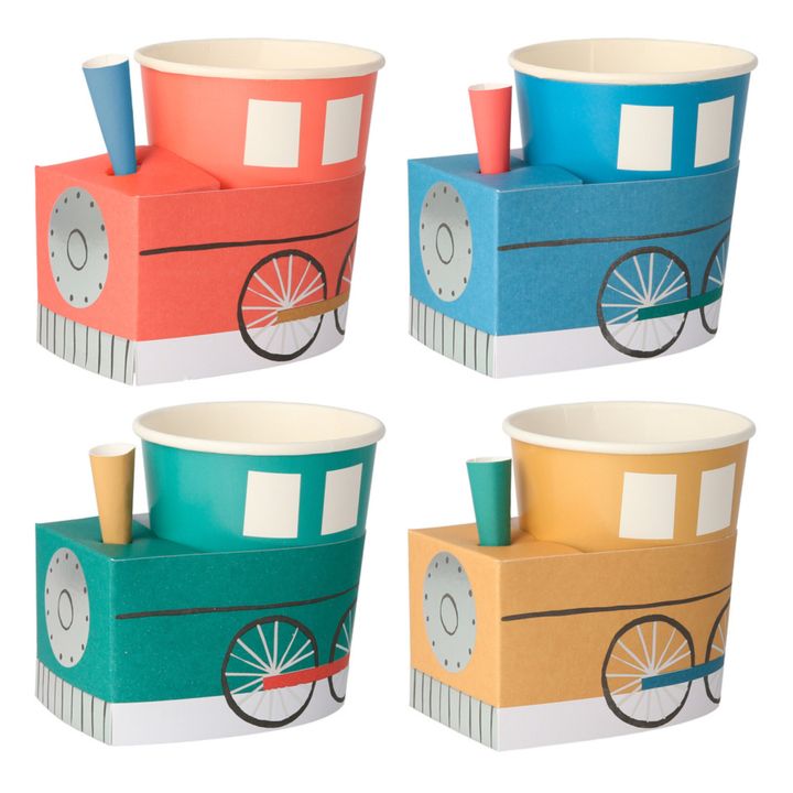 Gobelets en carton train en 6 couleurs - Set de 8 | Vert kaki- Image produit n°0