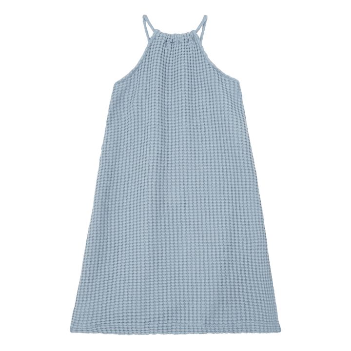 Robe Coton Bio Gaufrée Aysu | Bleu gris- Image produit n°3