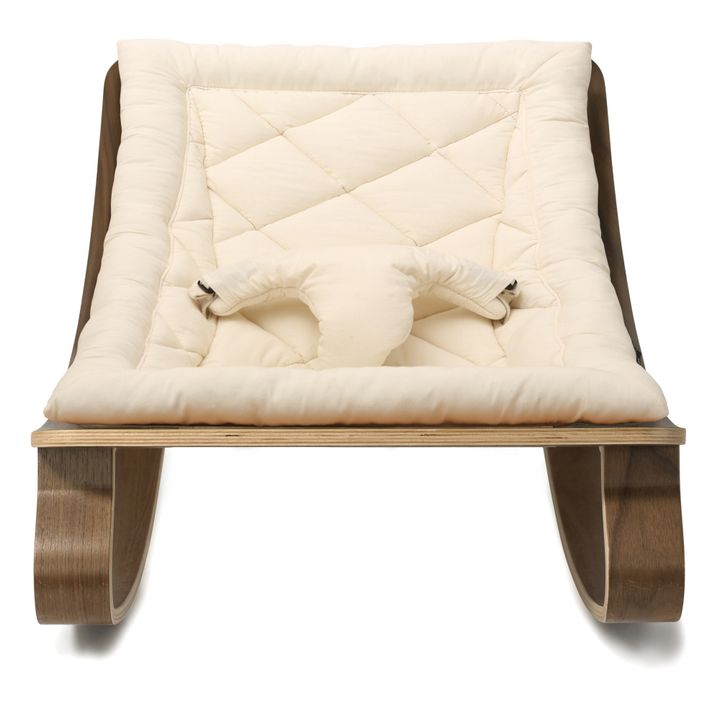 Levo Baby Bouncer - Walnut & Ecru Organic Cotton Cushion | Ecru- Product image n°1