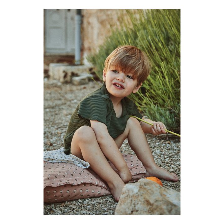 T-Shirt Bouleau, a costine, in cotone biologico | Verde scuro- Immagine del prodotto n°2