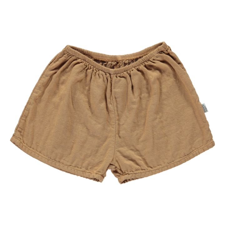 Cardamom Double Organic Cotton Muslin Shorts | Camel- Product image n°0