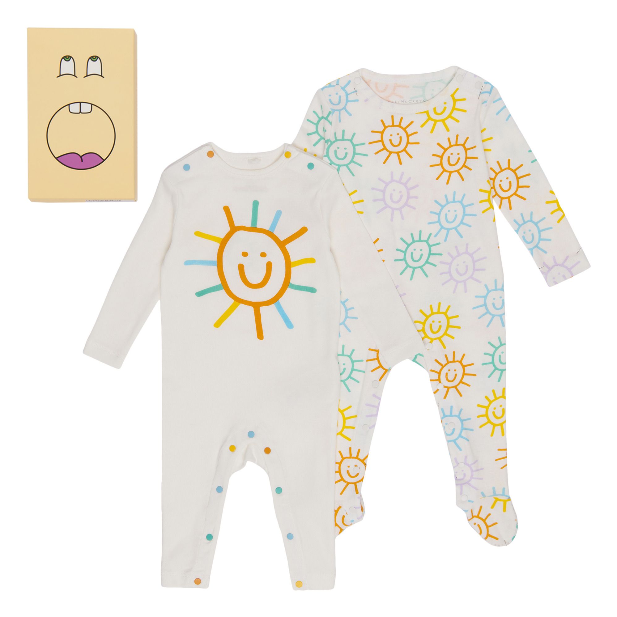 Set 2 Pyjamas Soleils Coton Bio Blanc- Image produit n°0