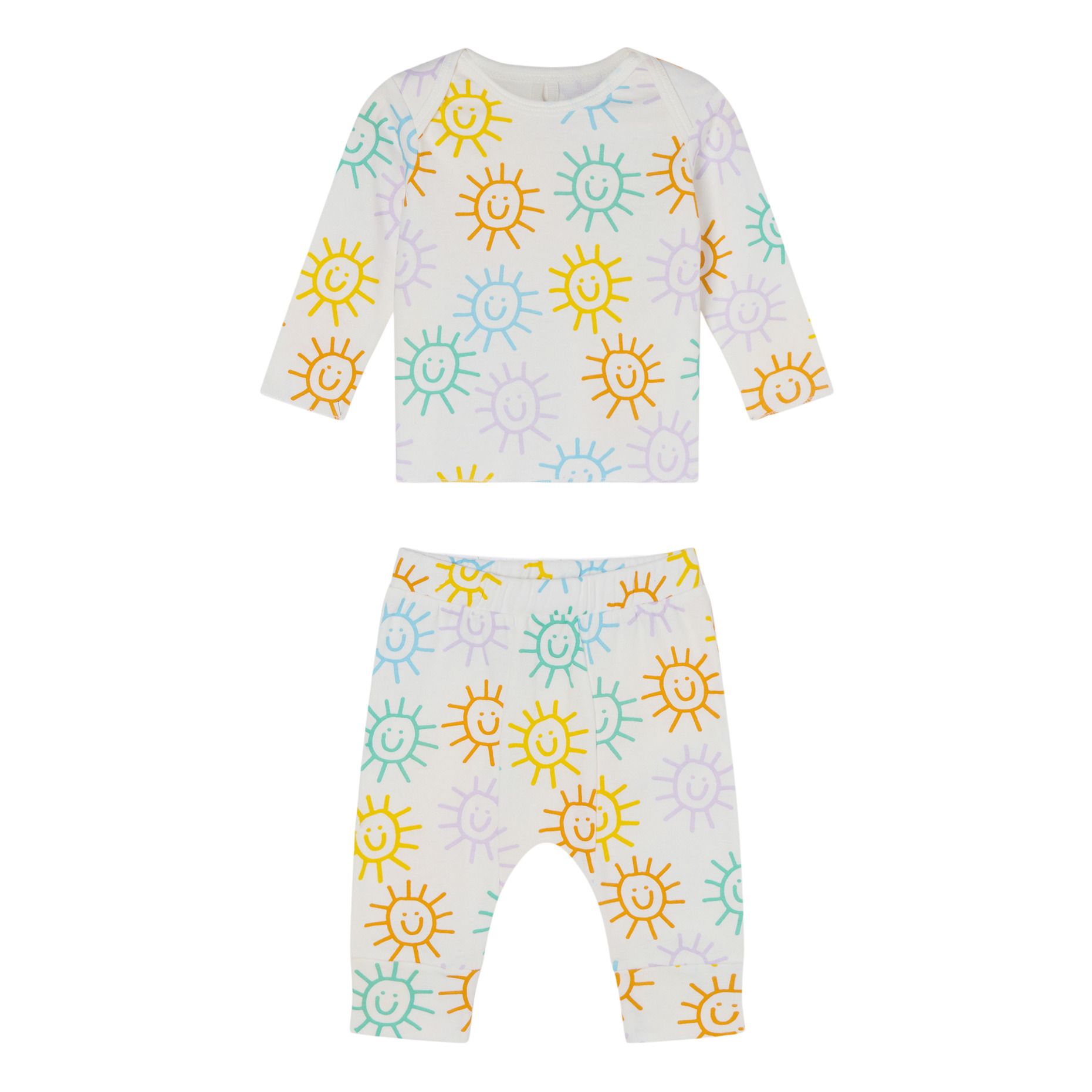 Pyjamas Soleils 2 Pièces Coton Bio Blanc- Image produit n°0