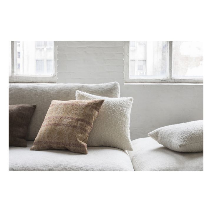 Coussin à rayures en lin | Ocre- Image produit n°1