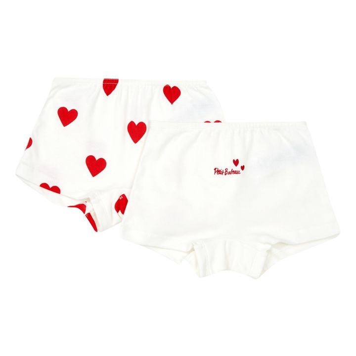 Lote de 2 Pantalón cortos Corazones de algodón orgánico Rojo- Imagen del producto n°0