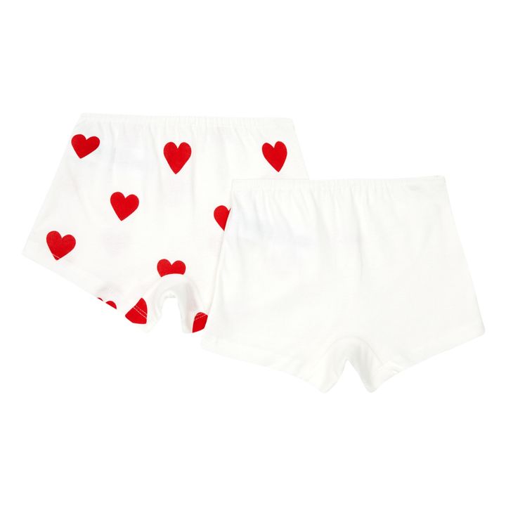 Lote de 2 Pantalón cortos Corazones de algodón orgánico Rojo- Imagen del producto n°1